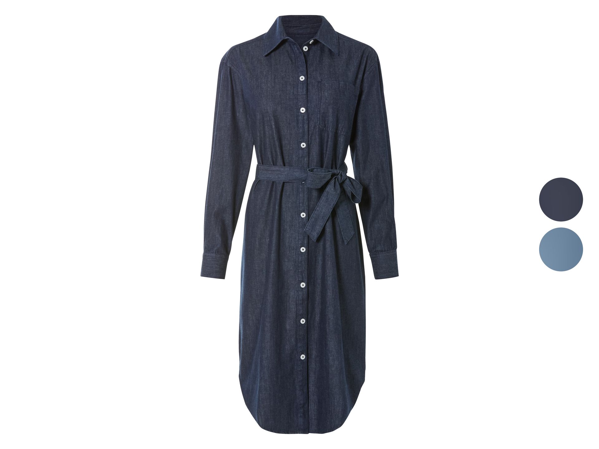 esmara® Sukienka jeansowa damska w stylu bluzki koszulowej