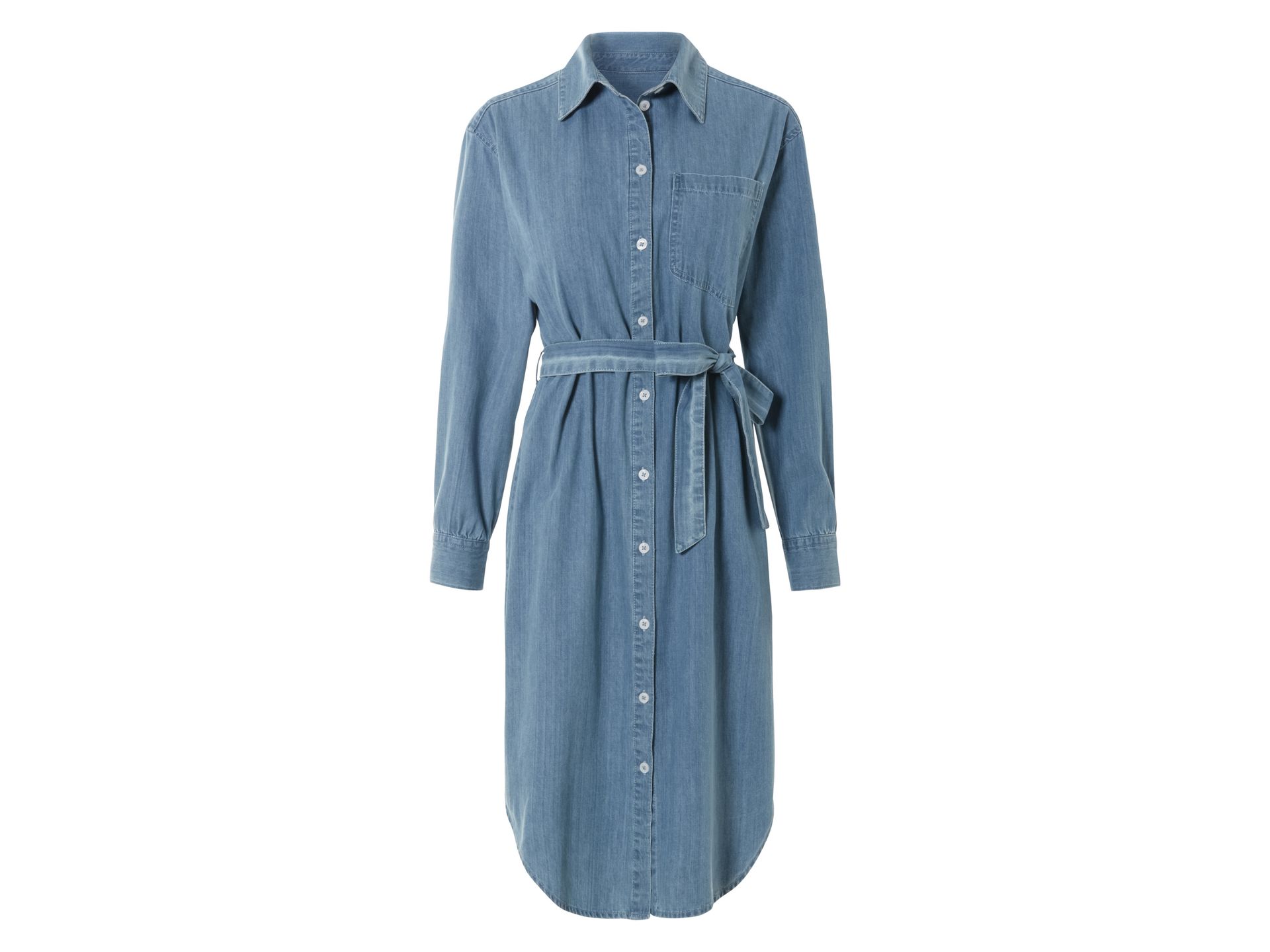 esmara® Sukienka jeansowa damska w stylu bluzki koszulowej (Jasnoniebieski, 34)