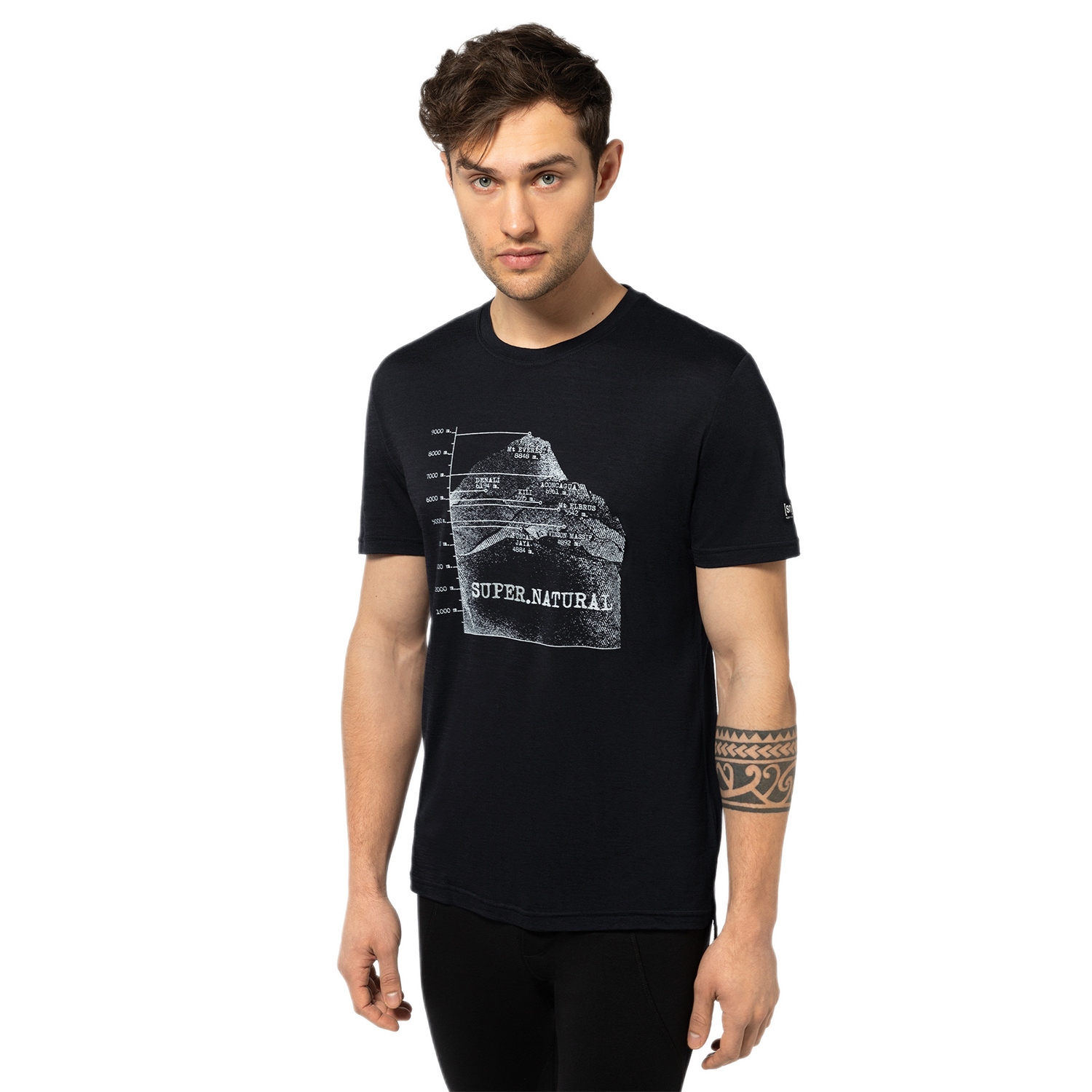 Męska koszulka z merino Super.Natural Men's 7 Peaks Tee jet black/vapor grey - M