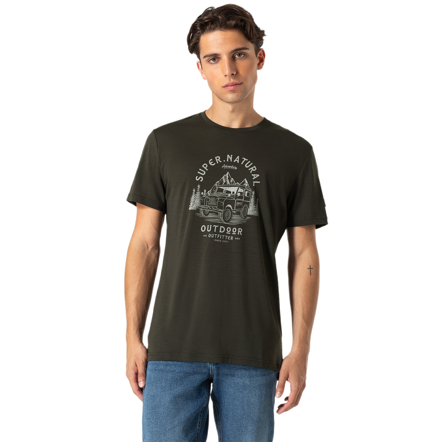 Męska koszulka z merino Super.Natural Men's Landi Tee black ink/feather grey - M