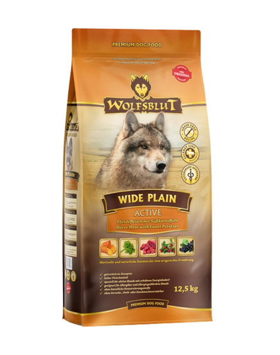 WOLFSBLUT Wide Plain Active sucha karma dla aktywnych psów dorosłych z koniną i słodkimi ziemniakami 12,5 kg -