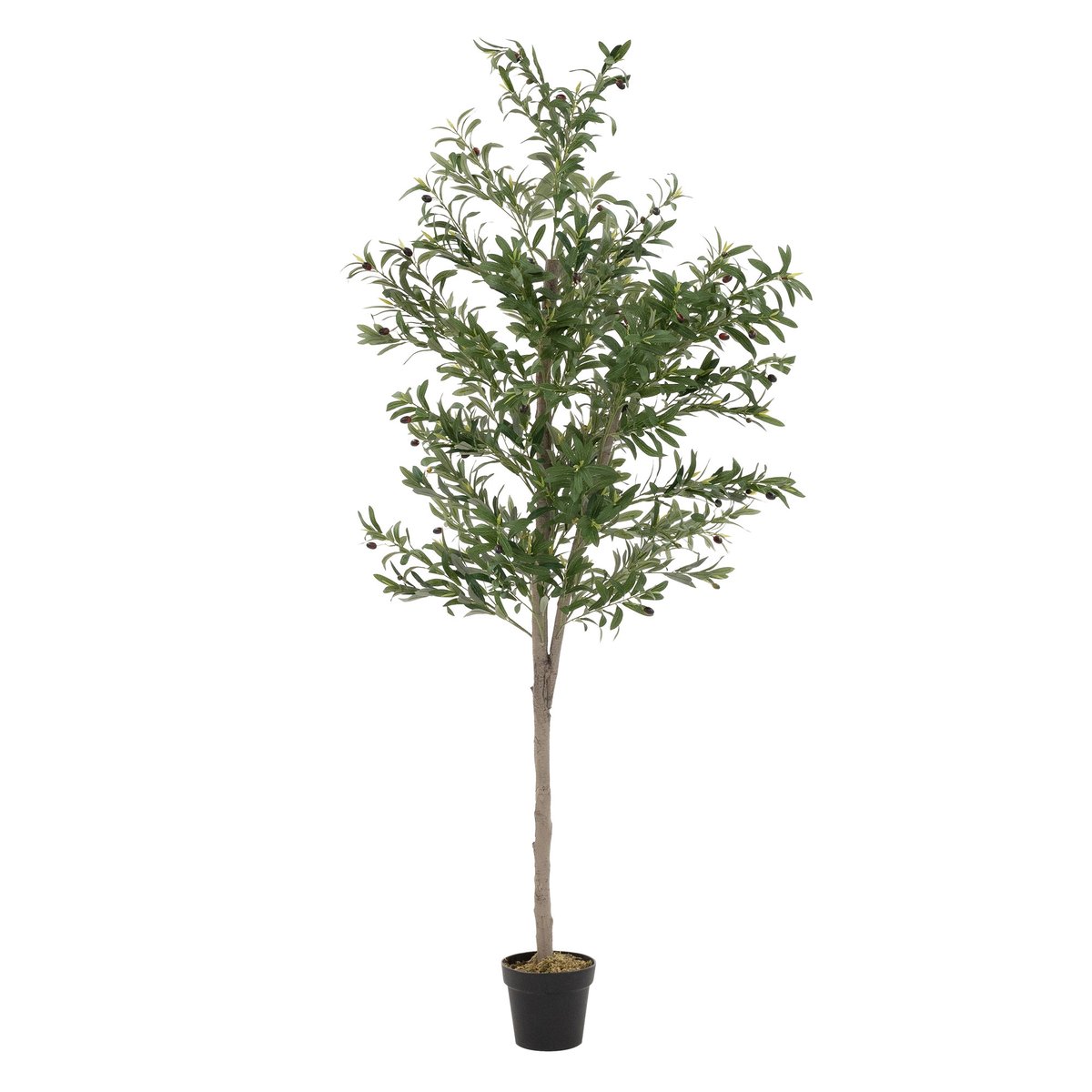 Sztuczne Drzewo Oliwne 210 cm, Rośliny Duże, z Naturalnym Pniem Drewnianym i Owocami