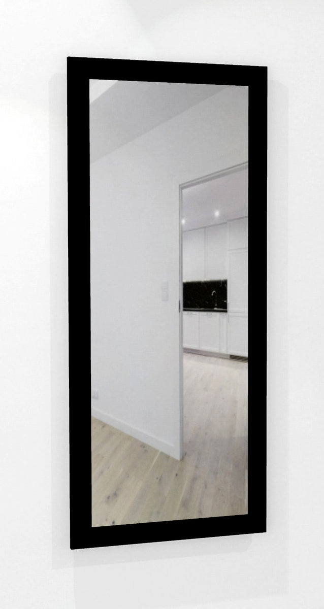 Duże Lustro czarna gruba rama 6 cm MDF 140x60