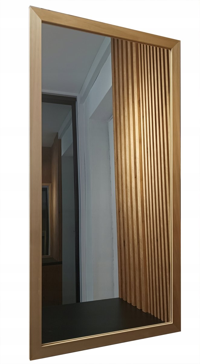 Lustro BOHO w surowej drewnianej ramie 4cm 140x50