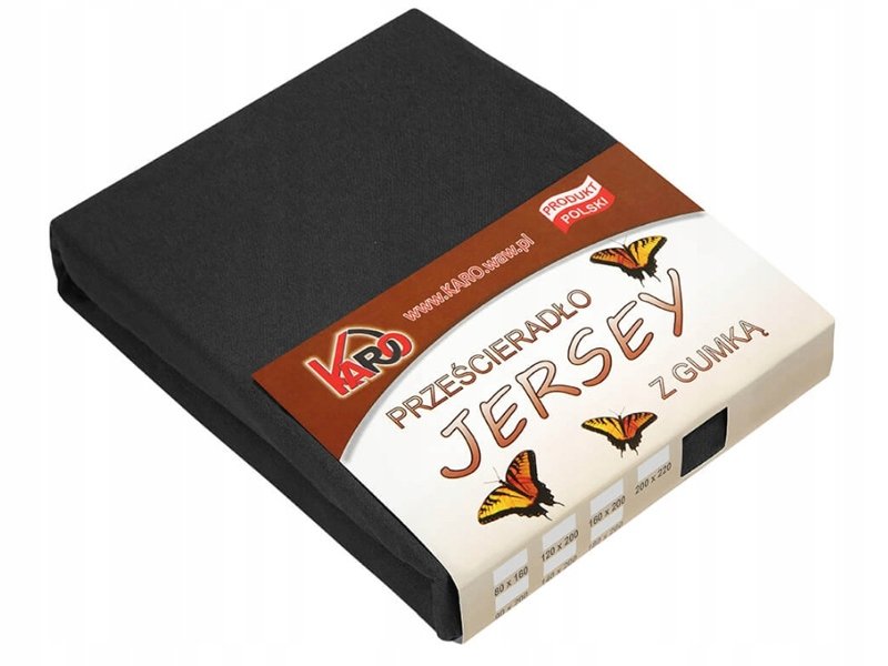 80X160 CZARNE PRZEŚCIERADŁO Z GUMKĄ JERSEY HQ PL