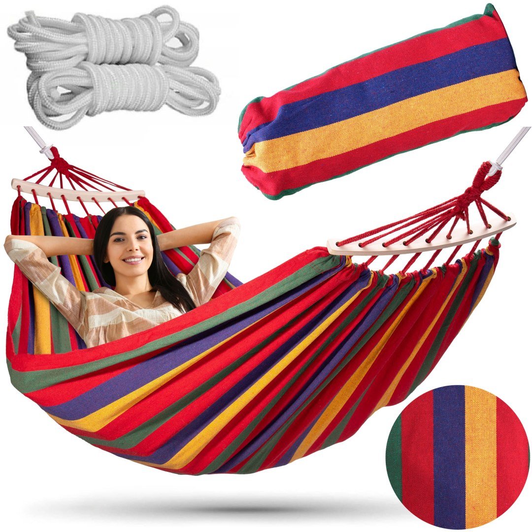 Duży Hamak Dwuosobowy Ogrodowy Brazylijski Turystyczny Mocny Xxl Pokrowiec