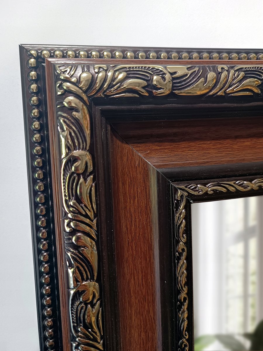 Lustro w ciemnej eleganckiej ramie ze złotem 140x60 odporne na wilgoć u8