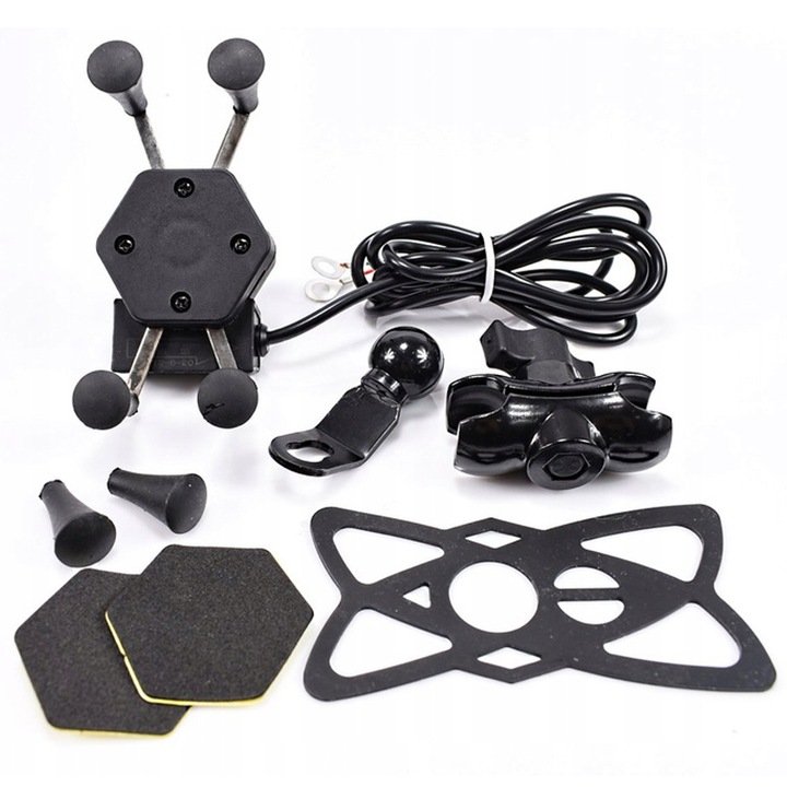 MOTOCYKLOWY UCHWYT X NA TELEFON LUSTERKO ŁADOWARKA