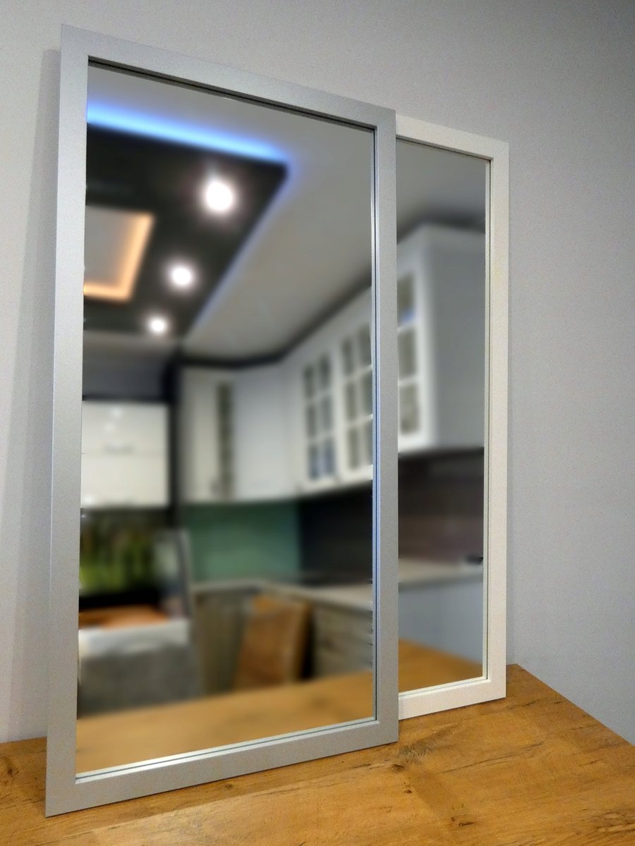 DUŻE Lustro w ramie 4cm MDF 140x50 białe lub kolor aluminium