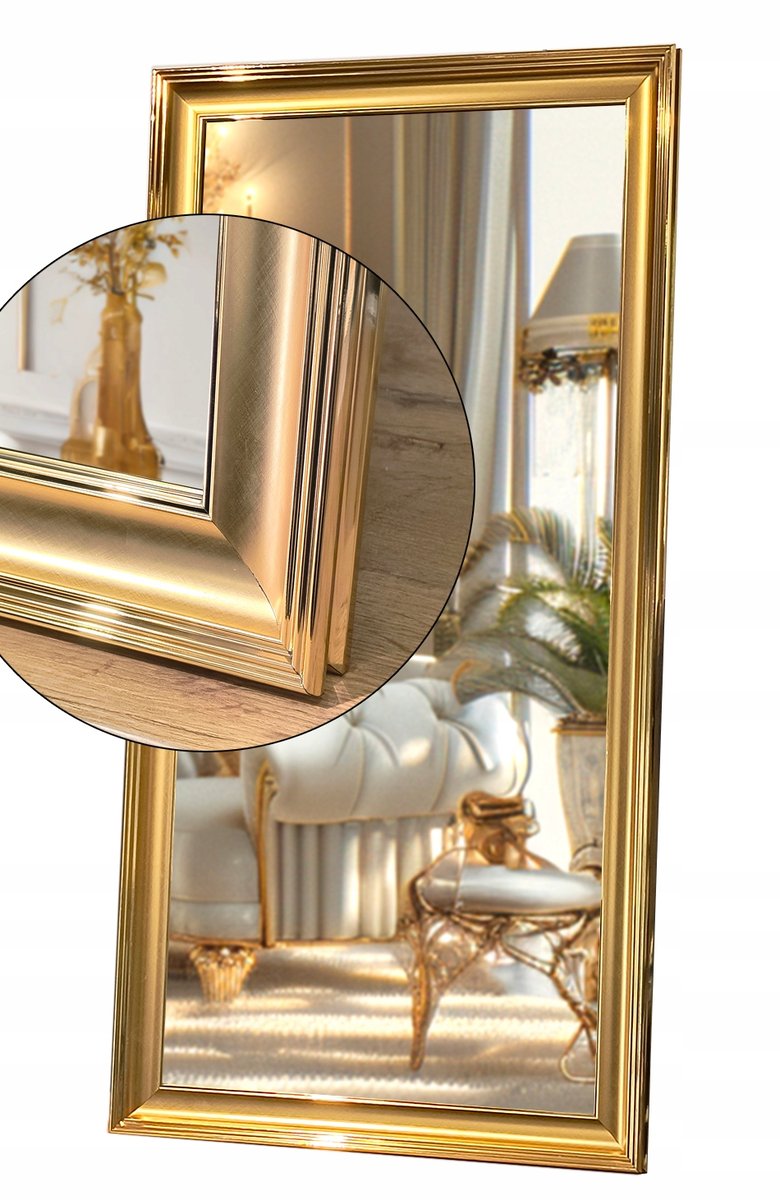 Złote lustro łazienkowe w STYLOWEJ ZŁOTEJ ramie 150x50 odporne na wilgoć u7