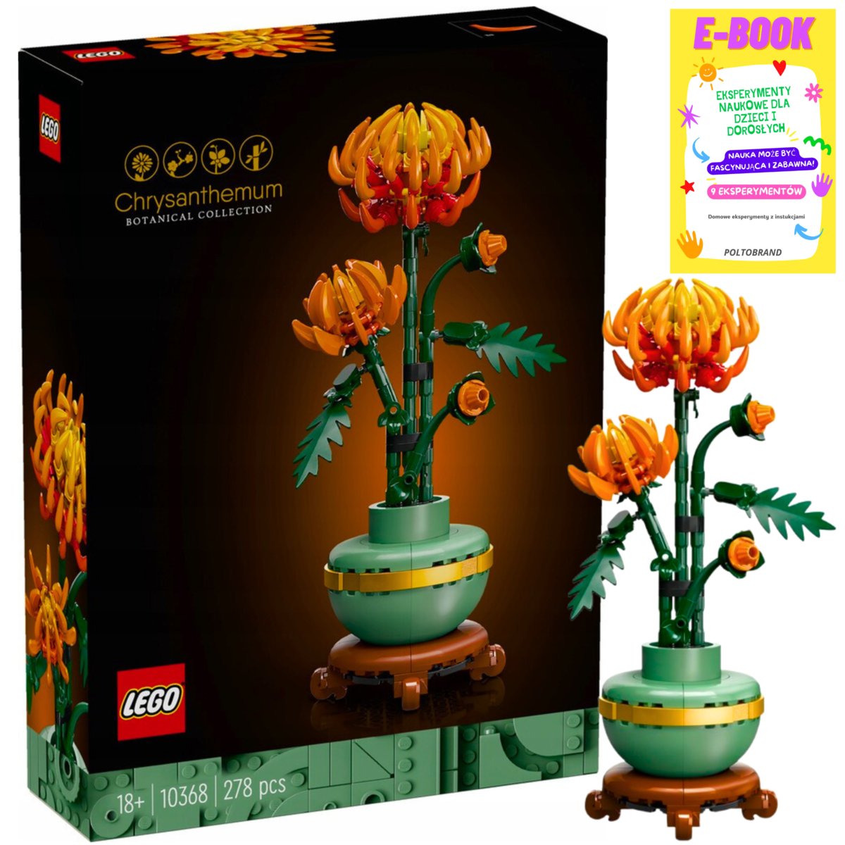 LEGO KLOCKI ZESTAW BOTANICAL COLLECTION - CHRYZANTEMA KWIAT NA PREZENT 10368 KLOCKI + EBOOK