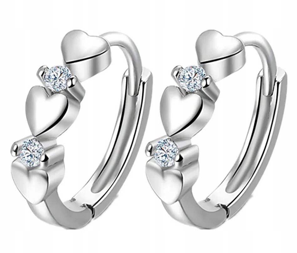 Kolczyki srebrne wiszące kółka serce dla kobiety,dzieci Srebro 925 prezent