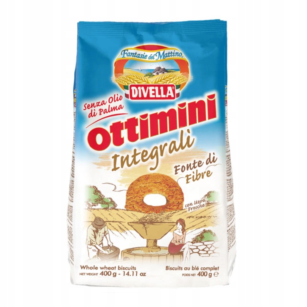 Kruche Chrupiące Ciasteczka Ottimini Razowe Divella 400Gr