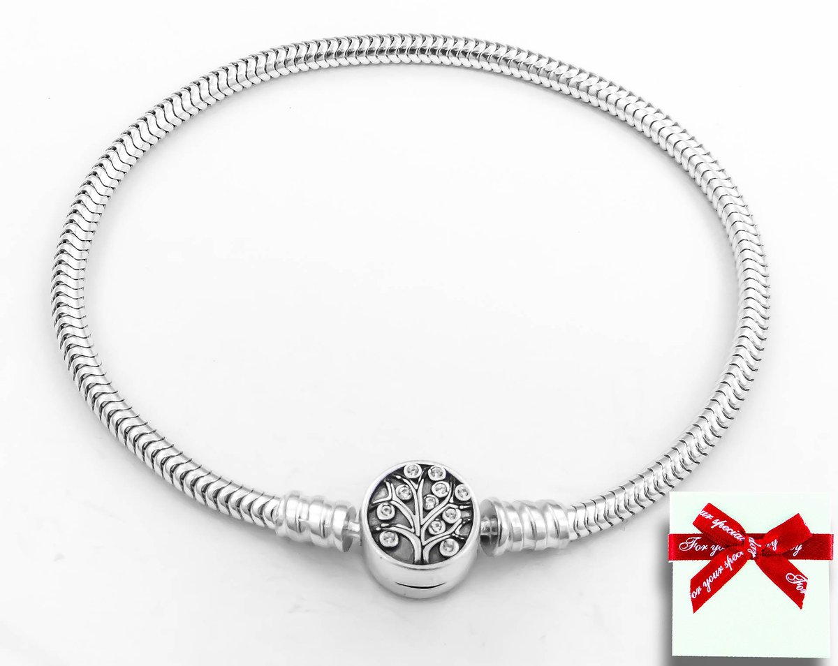 BRANSOLETKA MODUŁOWA DO CHARMS SREBRO 925 19CM BR3,0 ,DRZEWKO