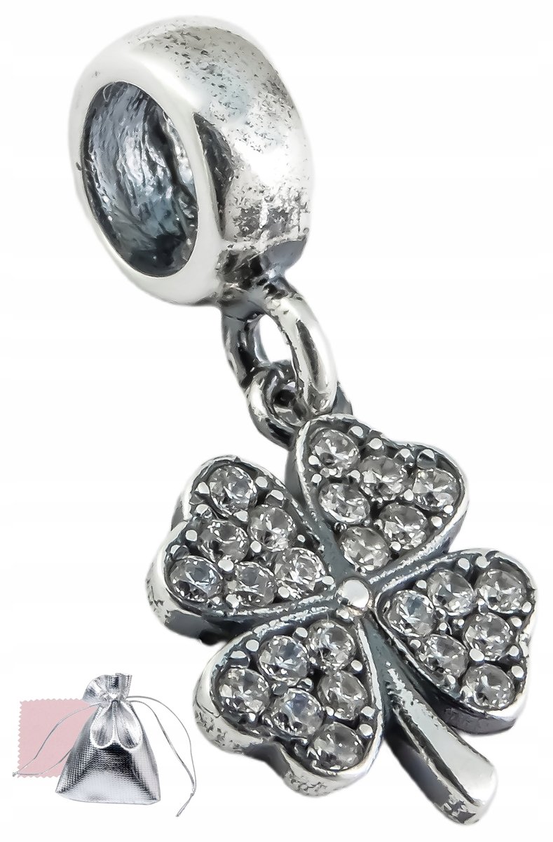 Charms,koralik srebrny 925 do bransoletki modułowej moments,koniczynka