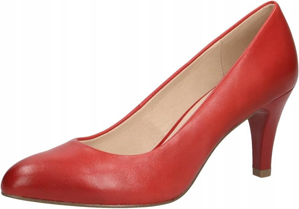 Czerwone czółenka Caprice 22405-26 skóra szpilka r.37
