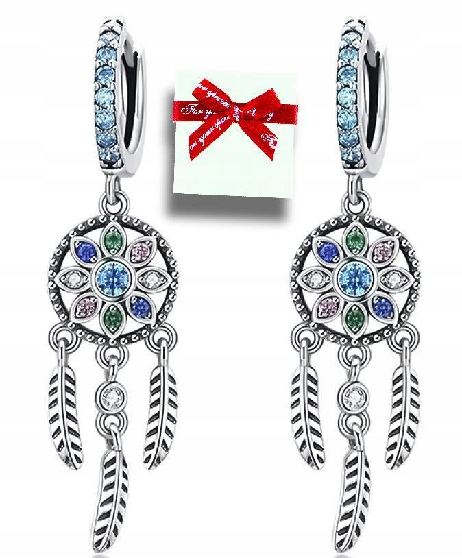 Kolczyki srebrne 925 wiszące dla kobiet,dziewcząt łapacz snów ,prezent