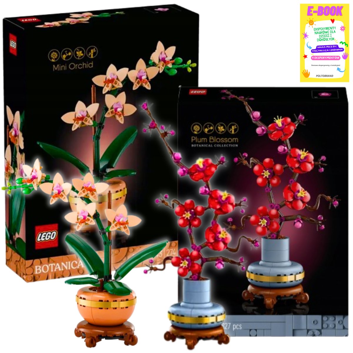 LEGO KLOCKI ZESTAW BOTANICAL COLLECTION - KWIAT ŚLIWY I ORCHIDEA NA PREZENT WALENTYNKI + EBOOK
