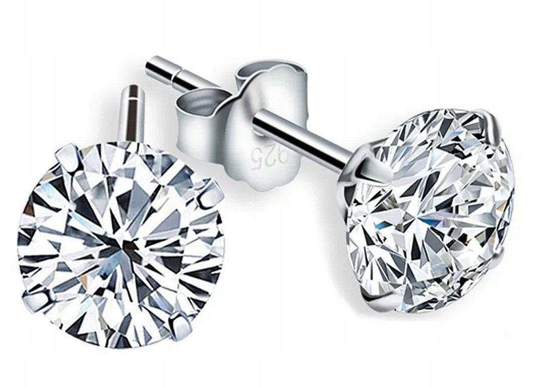 Kolczyki ze srebra 925 dla kobiet,dzieci z cyrkoniami 4 mm,wkrętki w ucho