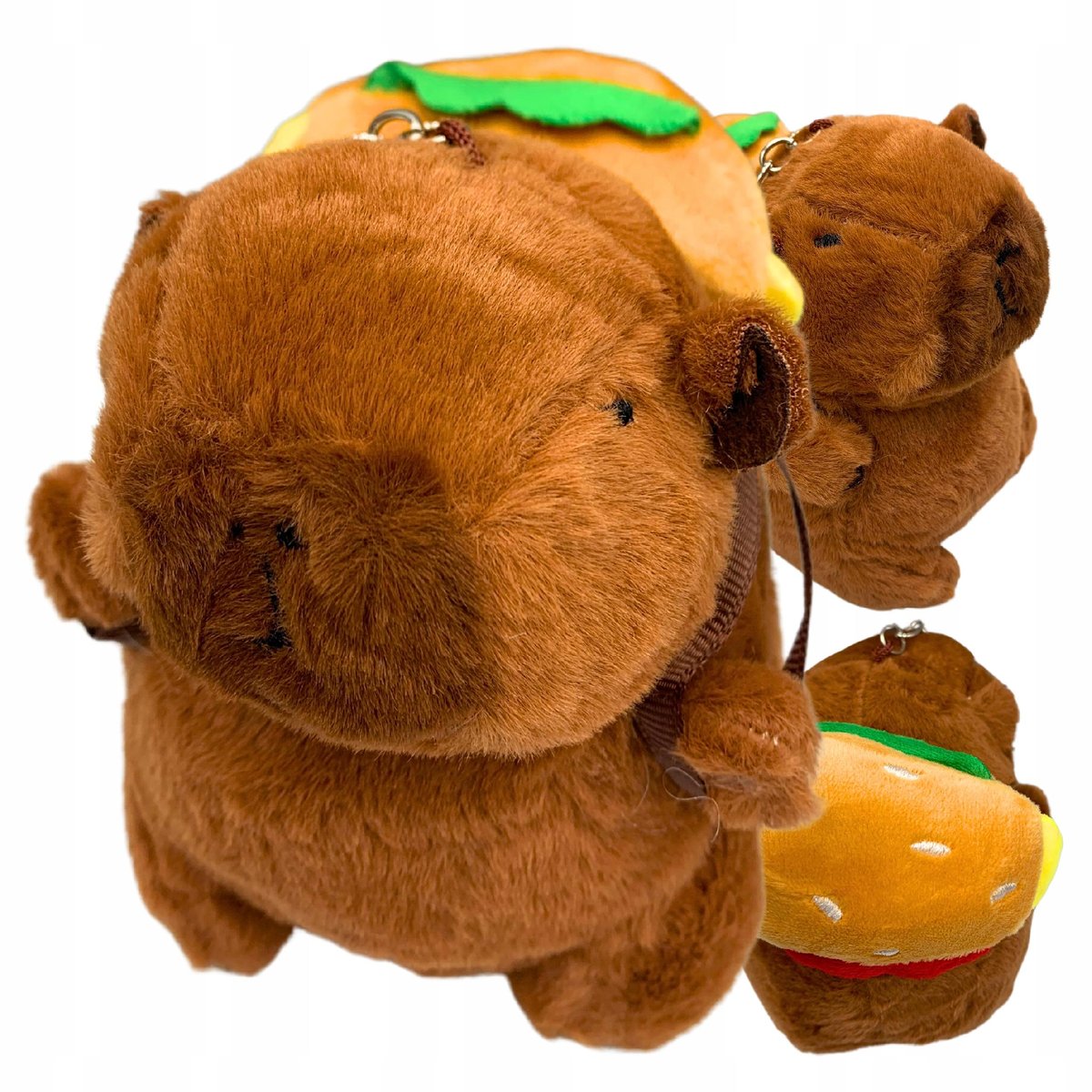 Maskotka Pluszowa Pluszak Kapibara Capybara Burger Plecaczek Brelok 12 cm