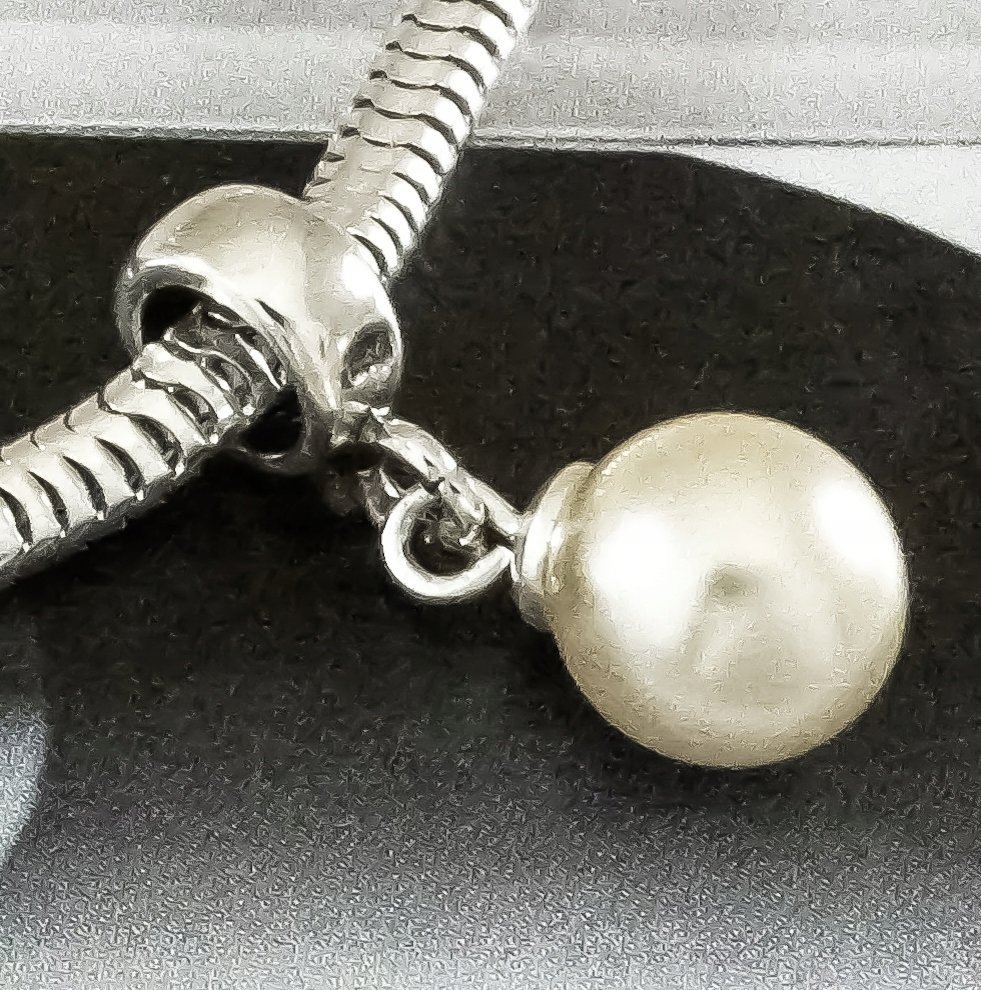 CHARMS,KORALIK DO BRANSOETKI MODUŁOWEJ SREBRO 925 PERŁA SWAROVSKI