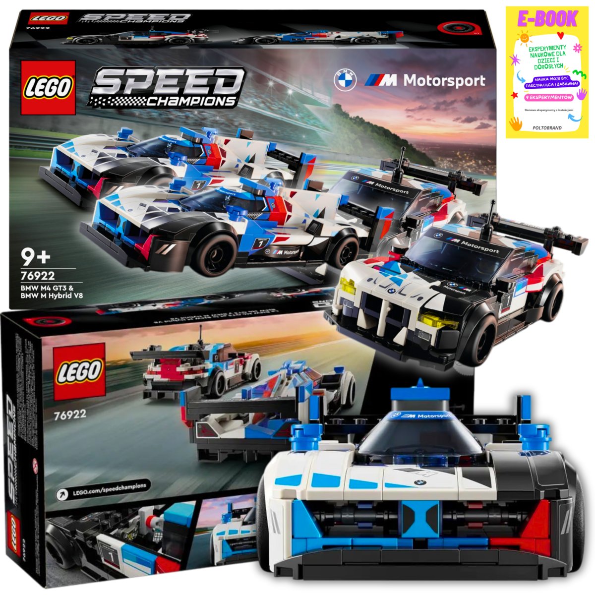 LEGO Samochody wyścigowe BMW M4 GT3 i BMW M Hybrid V8 76922 KLOCKI AUTKA PREZENT + ebook