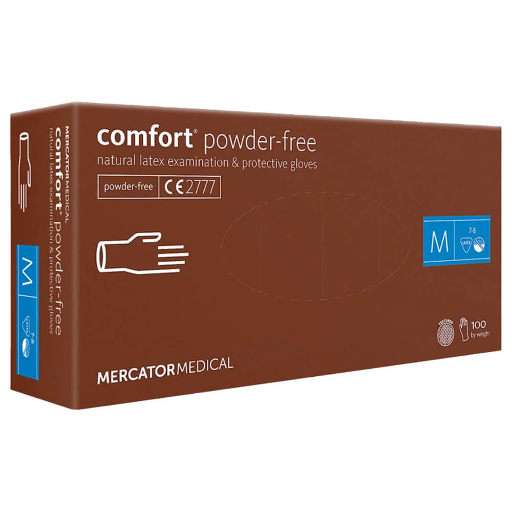 Rękawiczki Lateksowe Mercator COMFORT Bezpudrowe 100 sztuk M