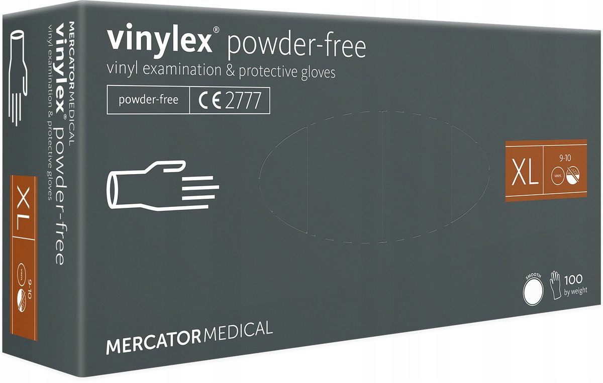 Rękawice jednorazowe winylowe Mercator Medical powder-free r. XL 100 szt.
