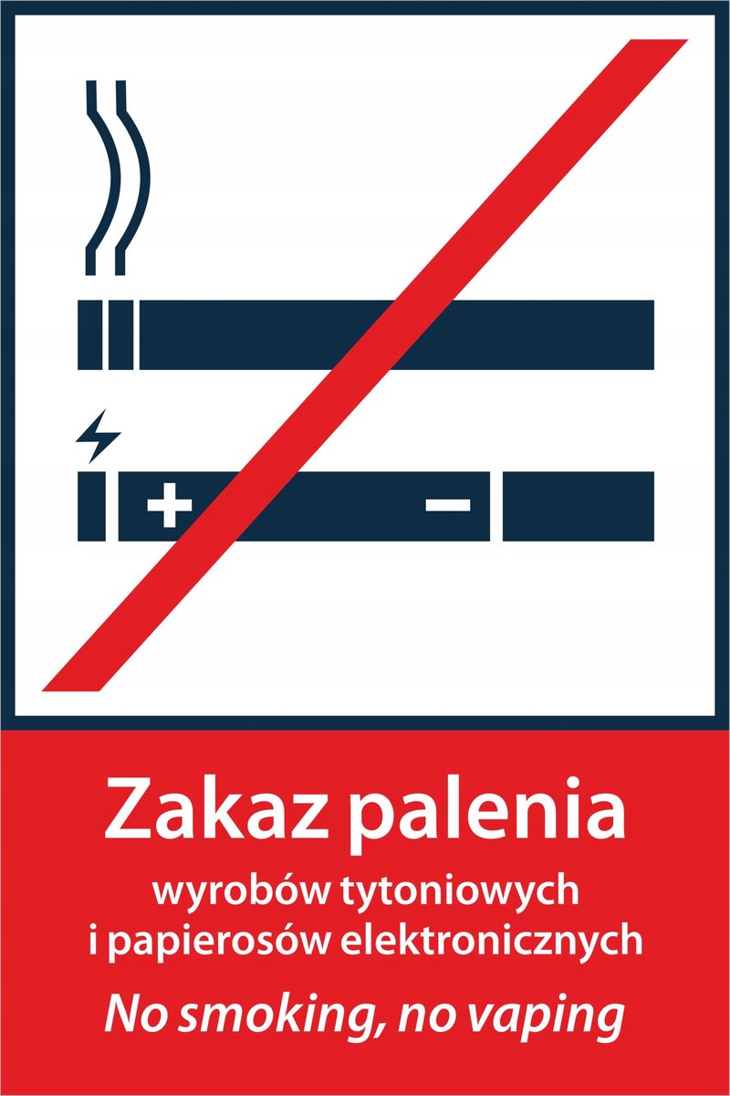 Tabliczka: ZAKAZ PALENIA/ NO SMOKING 20x30, PCV 1mm, 10szt.