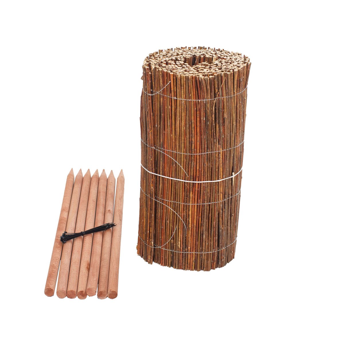 PŁOTEK MATA WIKLINOWA OBRZEŻE Z 7 SŁUPKAMI PALISADA Z WIKLINY 40x300cm