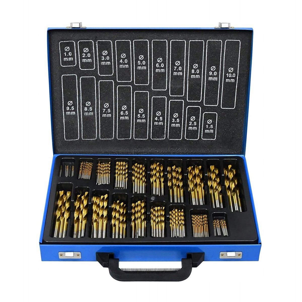 ZESTAW WIERTEŁ DO METALU 170 SZTUK ZESTAW WIERTEŁ HSS 1-10 mm DIN 338 KĄT