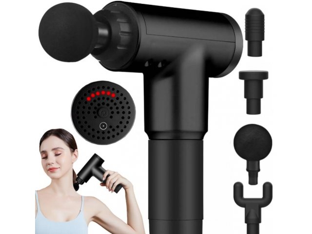 PISTOLET DO MASAŻU PLECÓW CIAŁA STÓP MASAŻER MASSAGE GUN 4 KOŃCÓWKI MOCNY