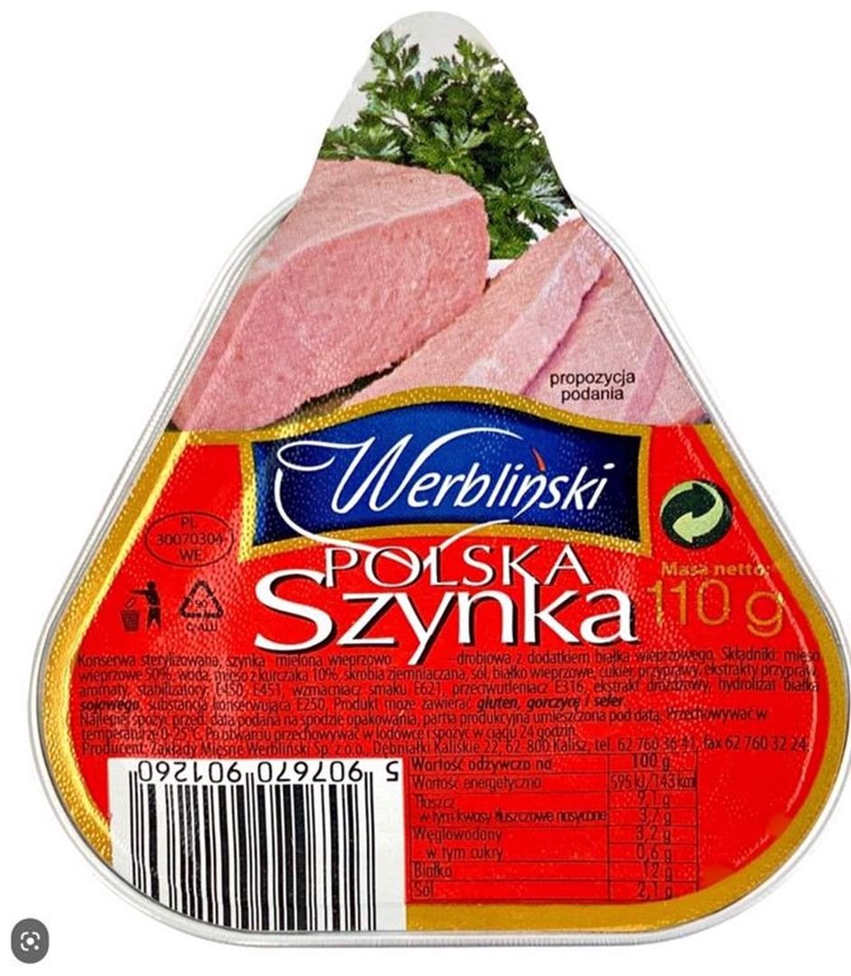 Werbliński Szynka Polska wieprzowo- drobiowa 110 g