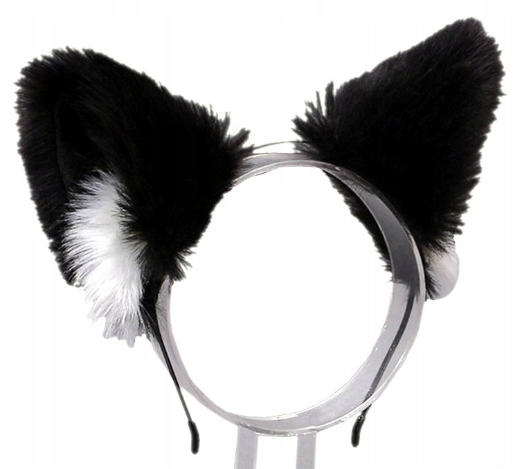 KOCIE USZY FUTRZANE OPASKA NA GŁOWĘ COSPLAY ANIME strój przebranie kota