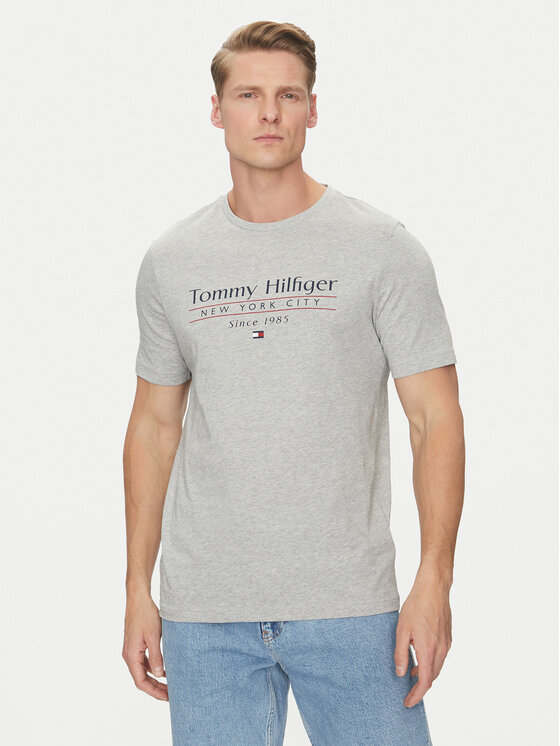 Tommy Hilfiger T-Shirt Center Stack MW0MW38621 Szary Regular Fit