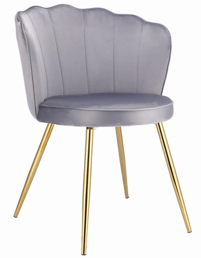 Szare pikowane krzesło w stylu glamour N6-N68