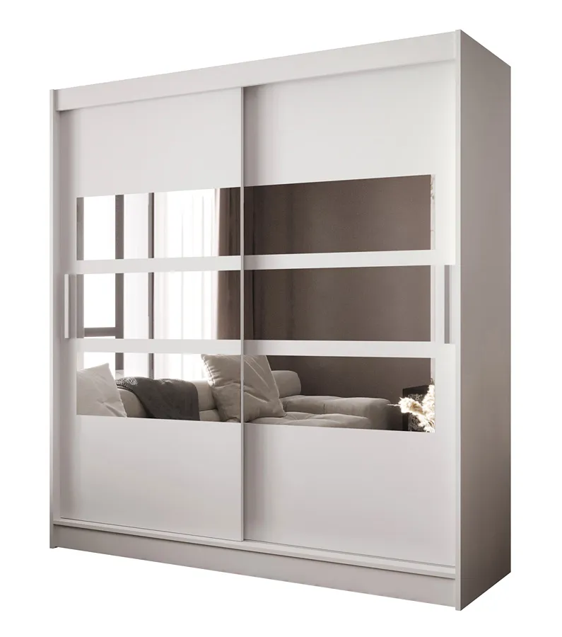 Biała dwudrzwiowa przesuwna szafa z lustrem W3-Z18