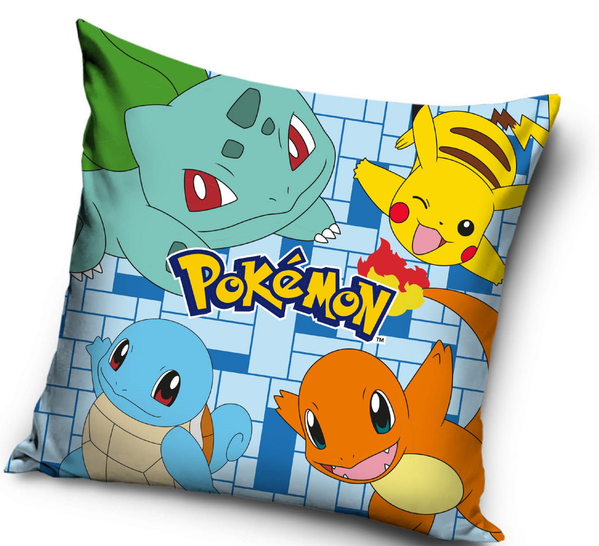 Poszewka Velvet 40x40 Pokemon z Pikachu Bulbozaur