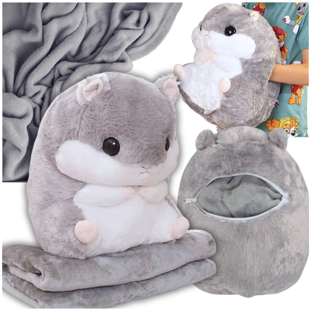 Koc chomik poduszka mufka kocyk przytulanka 4w1 zabawka turystyczna myszka