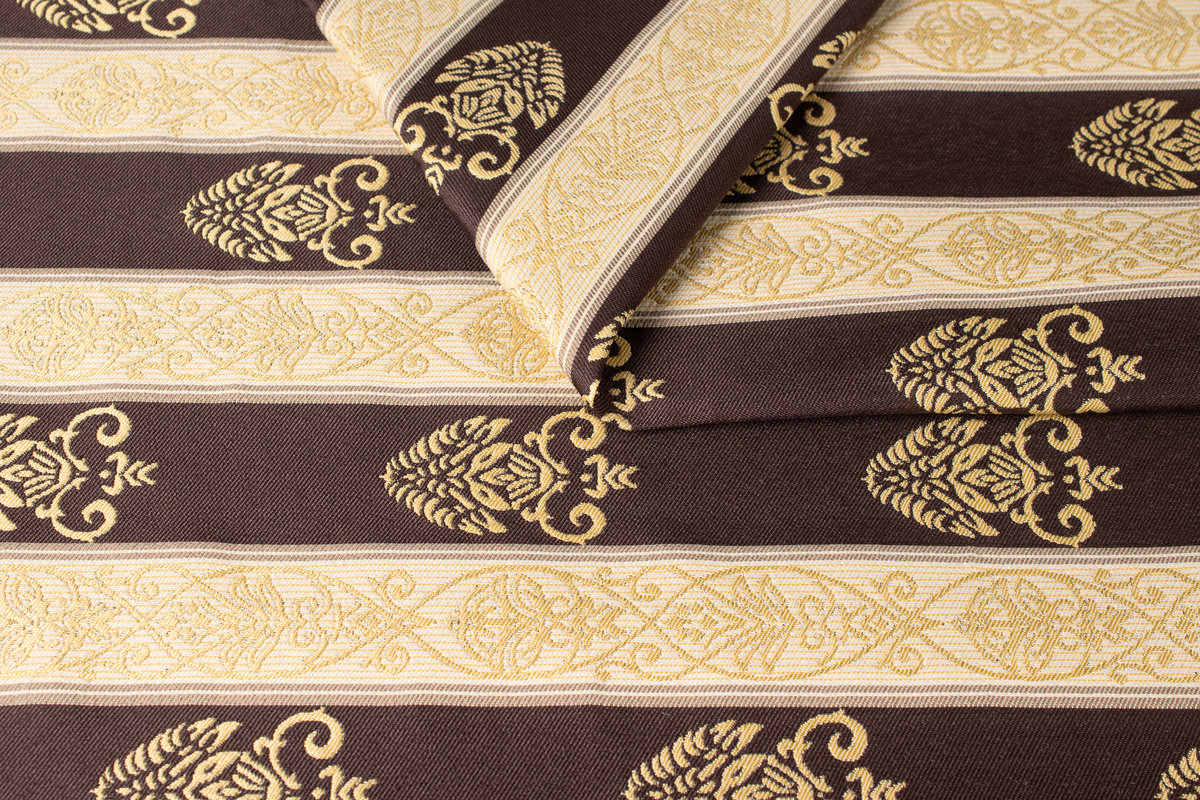 VEGA BRĄZ TKANINA OBICIOWA DEKORACYJNA STYLOWE PASY