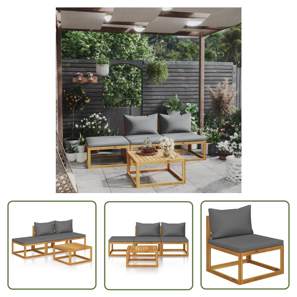 The Living Store 4-cz. zestaw wypoczynkowy do ogrodu - poduszki - drewno akacjowe - Sofa Ogrodowa I Stół