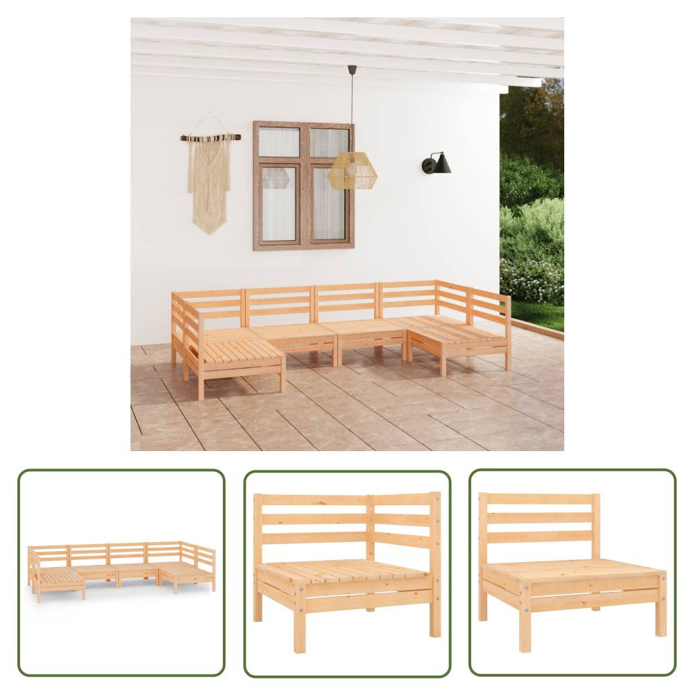 The Living Store 6-cz. zestaw wypoczynkowy do ogrodu - lite drewno sosnowe - Zestaw Mebli Ogrodowych