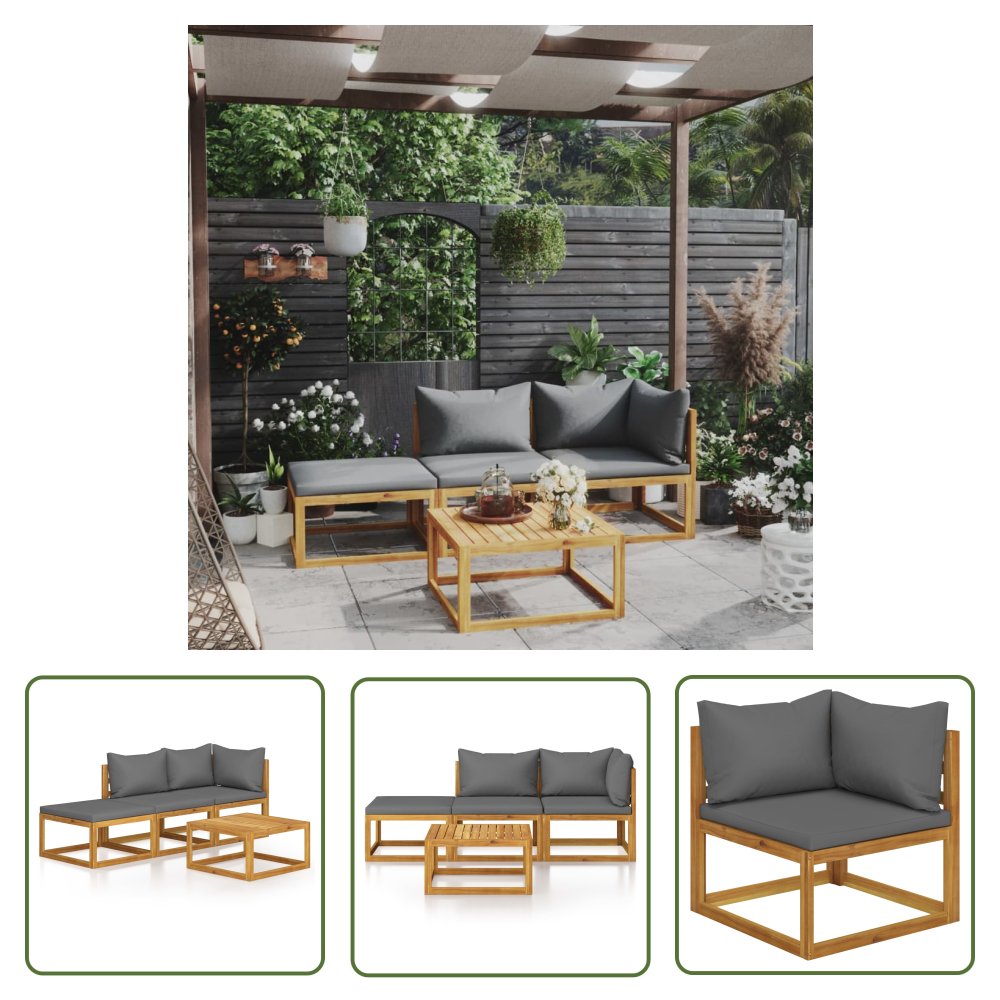 The Living Store 4-cz. zestaw wypoczynkowy do ogrodu - poduszki - drewno akacjowe - Sofa Ogrodowa I Stół