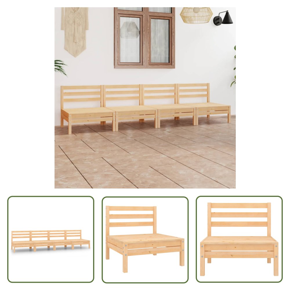 The Living Store 4-cz. zestaw wypoczynkowy do ogrodu - lite drewno sosnowe - Zestaw Mebli Ogrodowych