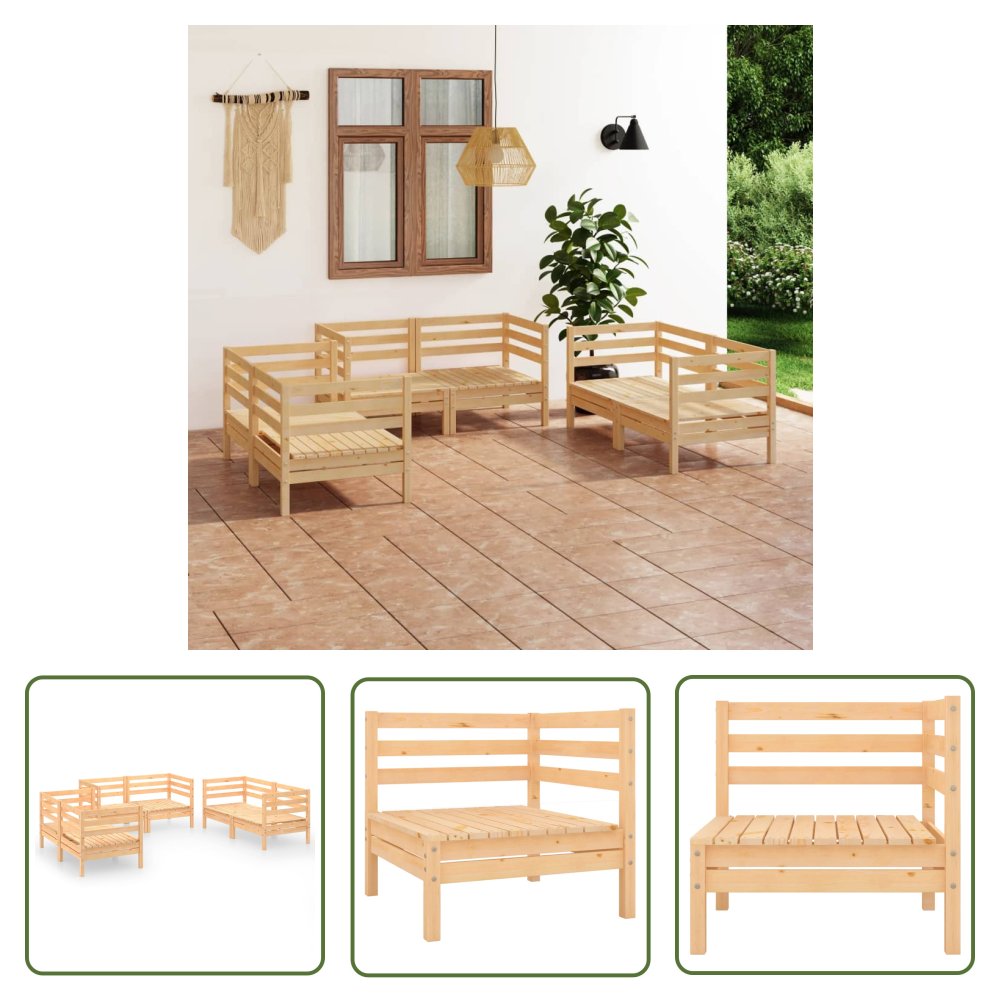 The Living Store 6-cz. zestaw mebli wypoczynkowych do ogrodu - drewno sosnowe - Zestaw Mebli Ogrodowych