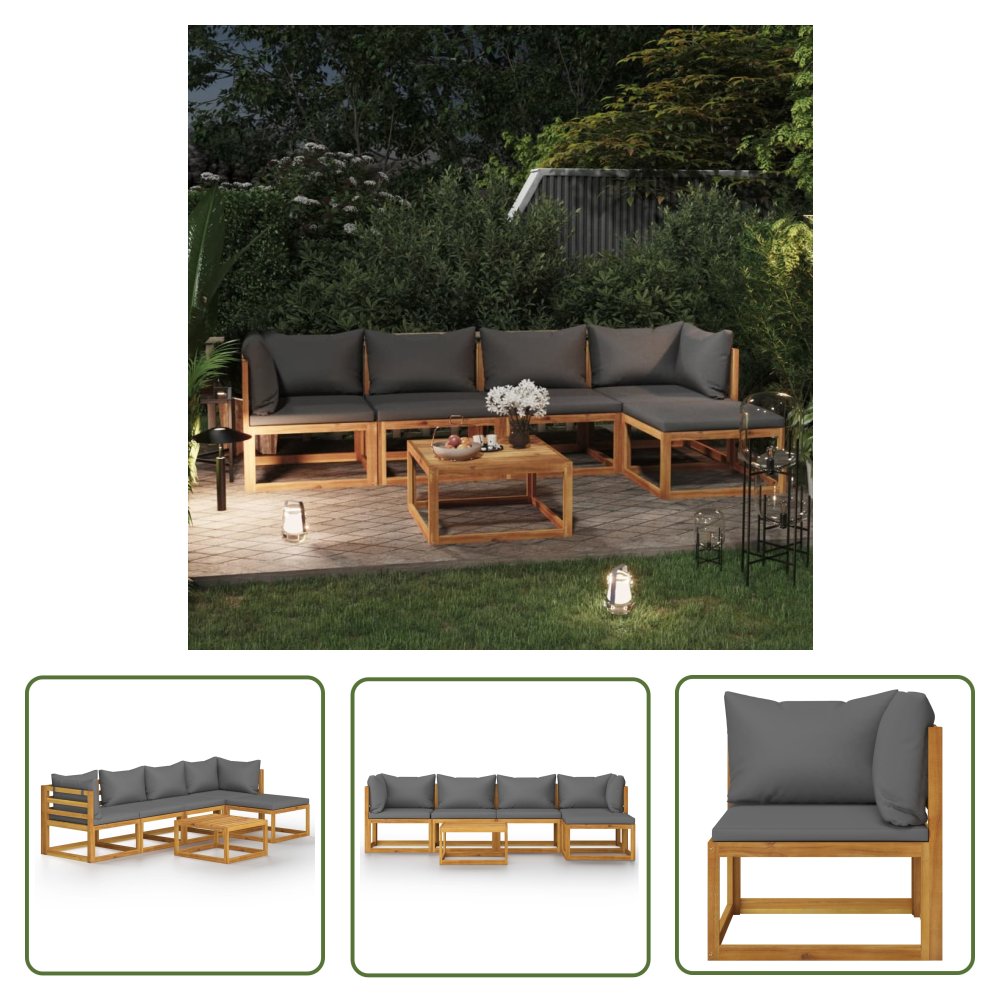 The Living Store 6-cz. zestaw wypoczynkowy do ogrodu - poduszki - drewno akacjowe - Sofa Ogrodowa I Stół