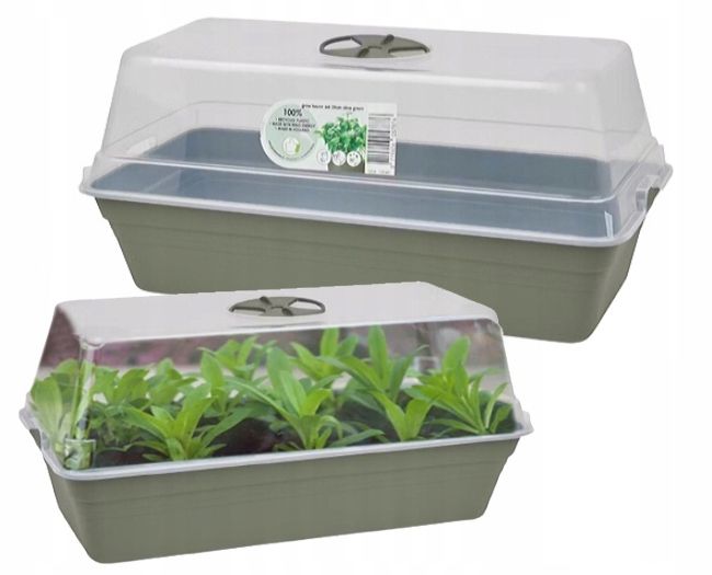 Mini Szklarenka z pokrywką Szklarnia Inspekt 39 cm x19 cm wentylacja