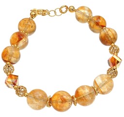 Naturalny Cytryn Kryształy Coper Piękna Bransoletka Złote Srebro