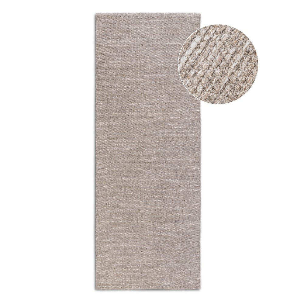 Beżowy chodnik z mieszanki wełny tkany ręcznie 80x200 cm Pradesh Linen White – Elle Decoration