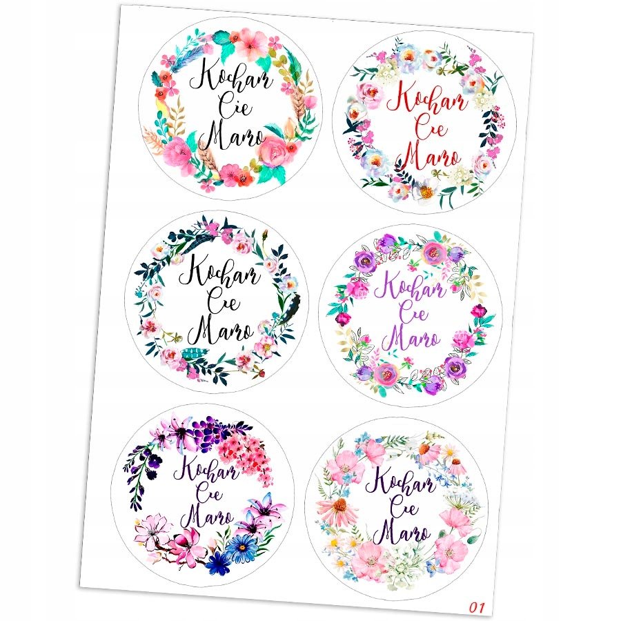 Naklejki Etykietki Na Dzień Mamy Matki 6 Szt 4,5 Cm N01